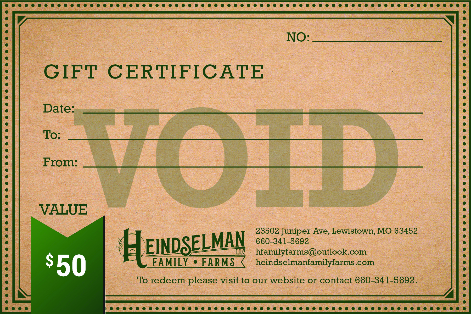 $50 Gift Certificate 