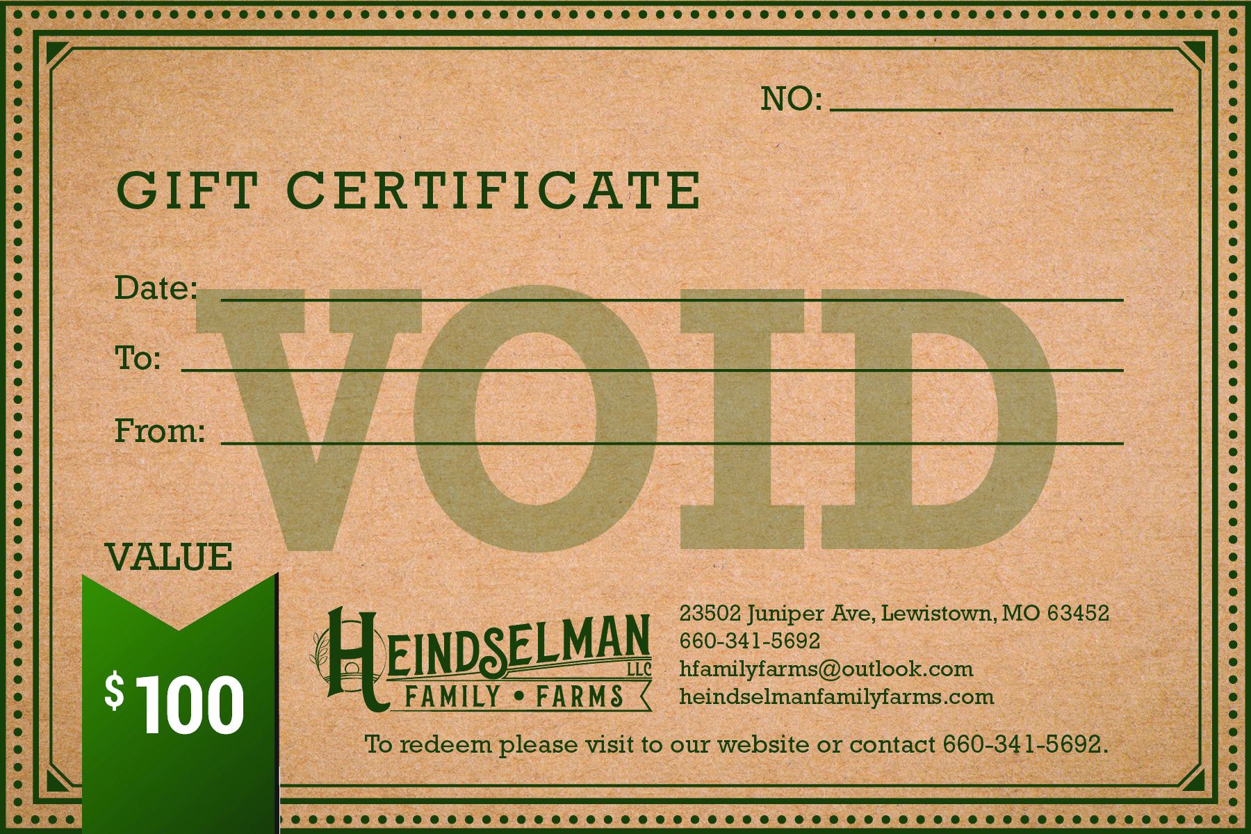 $100 Gift Certificate 